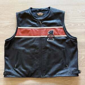 Harley-Davidson Men's #1 Racing Logo Leather Biker Vest 3XL